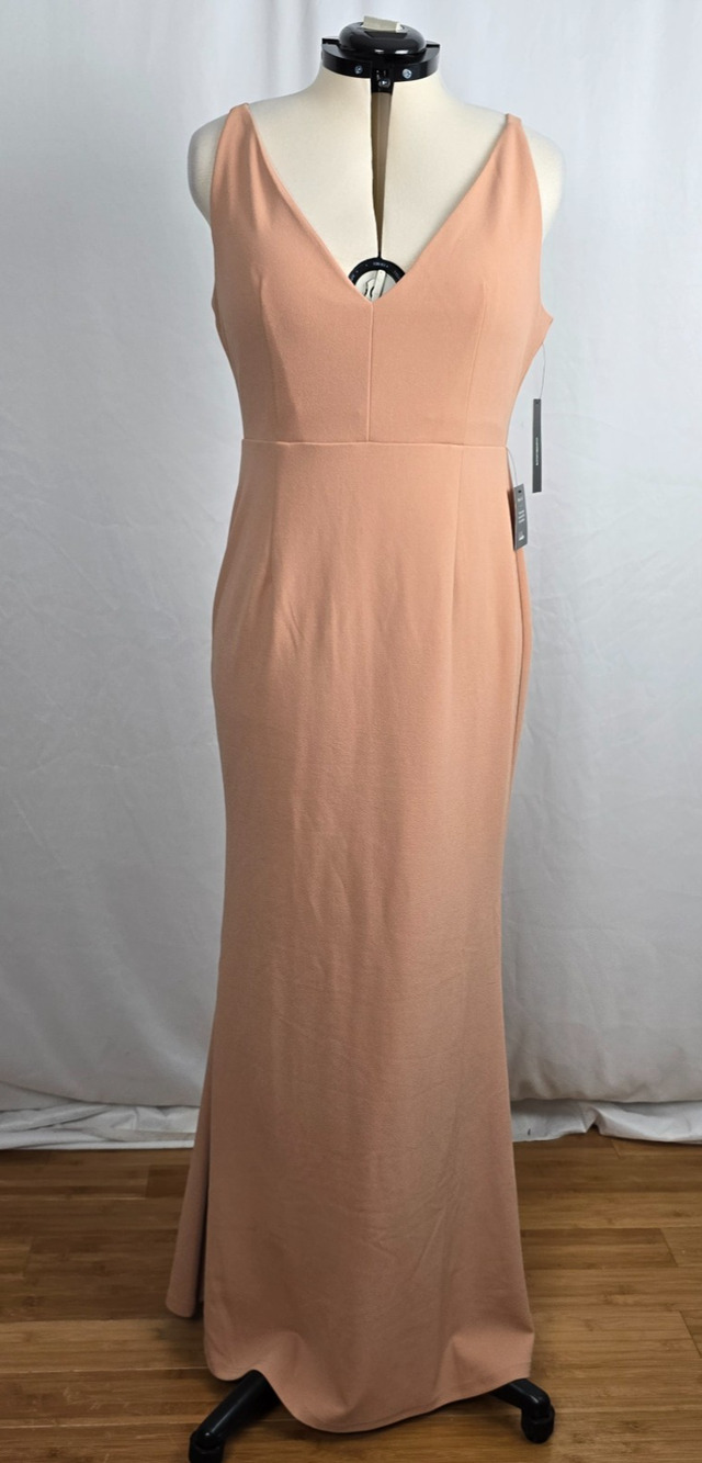 Lulus Formal Party Dress Women's XL Peach Sleeveless Maxi Deep V-Neck NWT